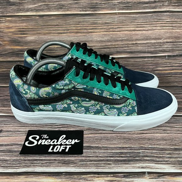 Vans Other - Vans Men's Old Skool Print Blue Green Shoes